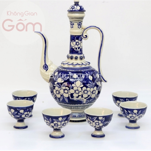 bình rót rượu gốm sứ Bát Tràng