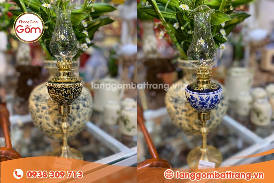 Đèn thờ chân đồng Bát Tràng trang trí bàn thờ ngày Tết