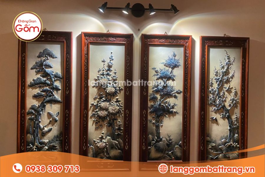 Tân gia tặng Tranh Tứ quý Tùng Cúc Trúc Mai
