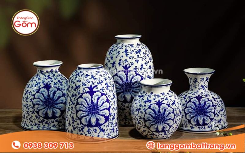 Các loại bình hoa gốm vẽ men xanh