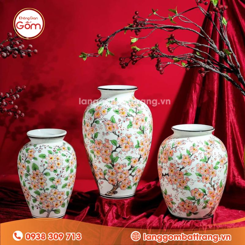 Mua bình cắm đào Tết dáng chóe bầu tròn