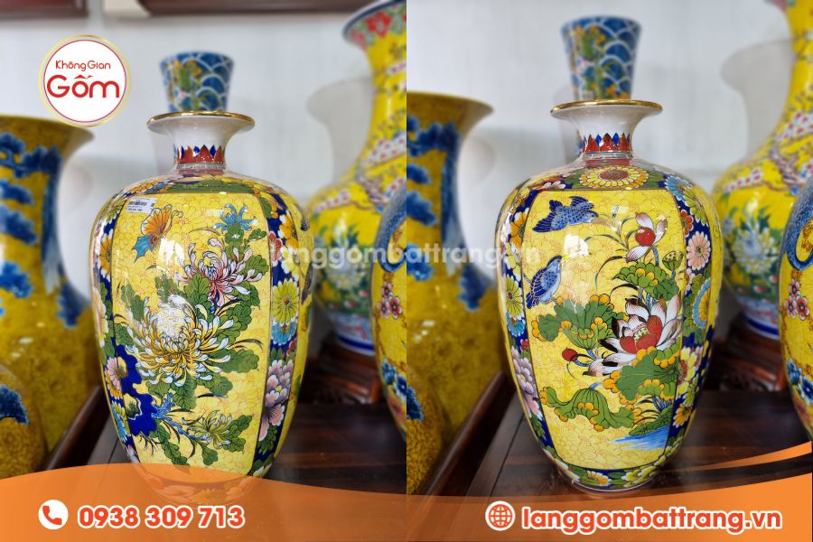 Lọ hoa vẽ tay gốm Bát Tràng