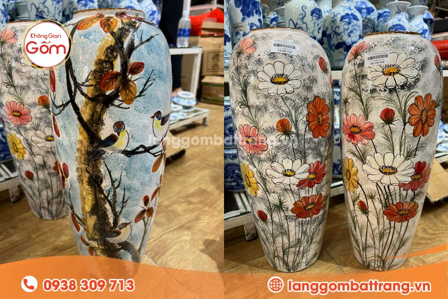 Bình gốm dáng bom trang trí