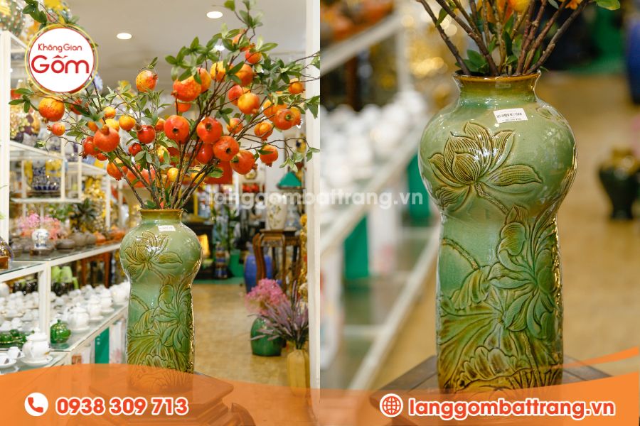 Bình hoa dáng cao vuốt tay Bát Tràng