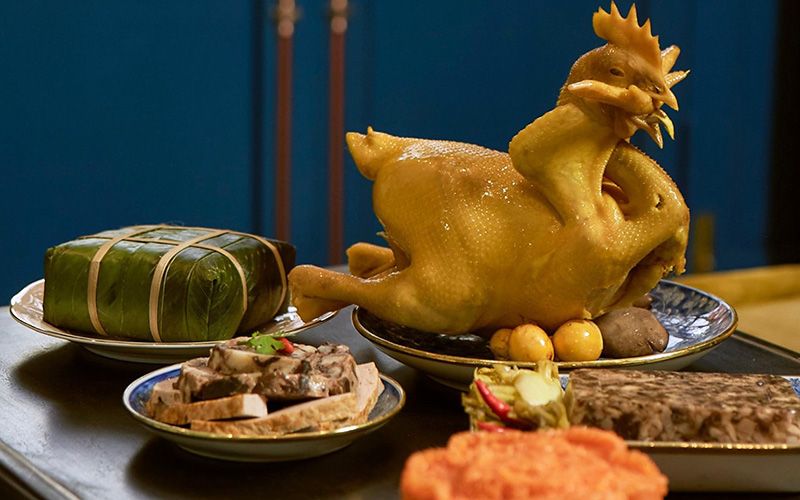Mâm xôi gà cúng mùng 1 Tết