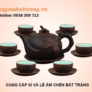 Bộ ấm trà đai trường thọ Bát Tràng