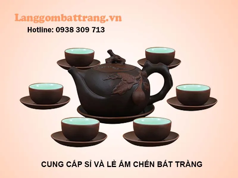 Bộ ấm trà đai trường thọ Bát Tràng