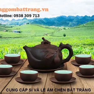 Bộ ấm trà đai trường thọ Bát Tràng