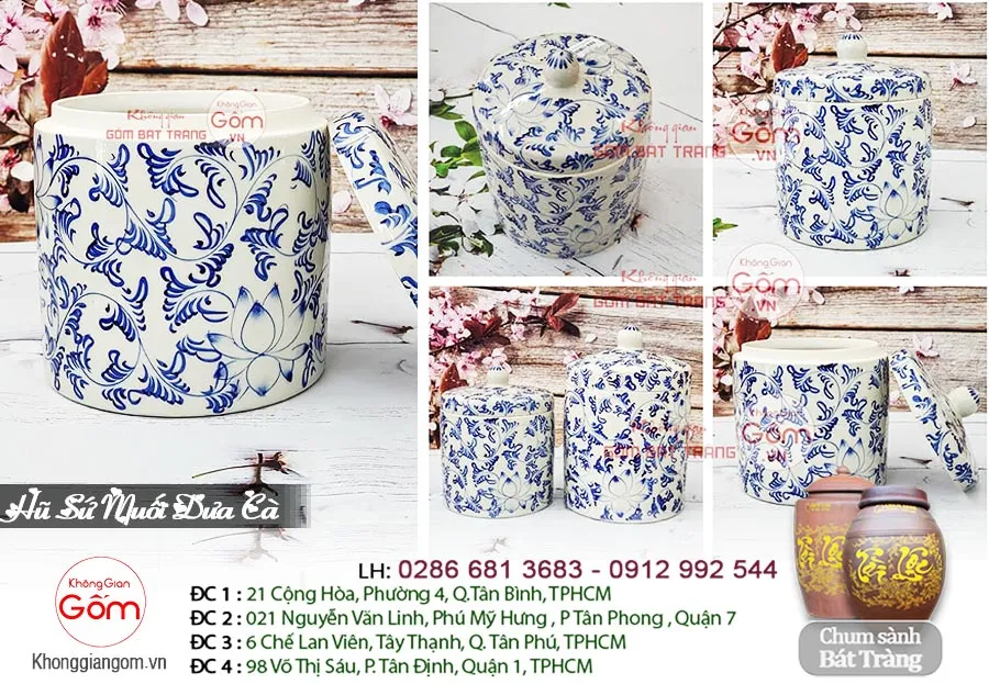 Hũ muối dưa cà gốm sứ 5l Bát Tràng - Hũ sành sứ vẽ hoa