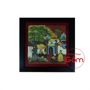 tranh gốm sứ đồng quê tranh gốm sứ ốp tường bát tràng tranh gốm phòng khách tranh gốm treo tường tranh gốm xưa