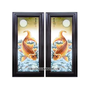 tranh sứ cá chép