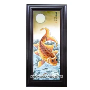 tranh sứ cá chép